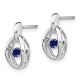 Sterling Silver Rhodium Blue Sapphire Birthstone Dangle Earrings for Women
